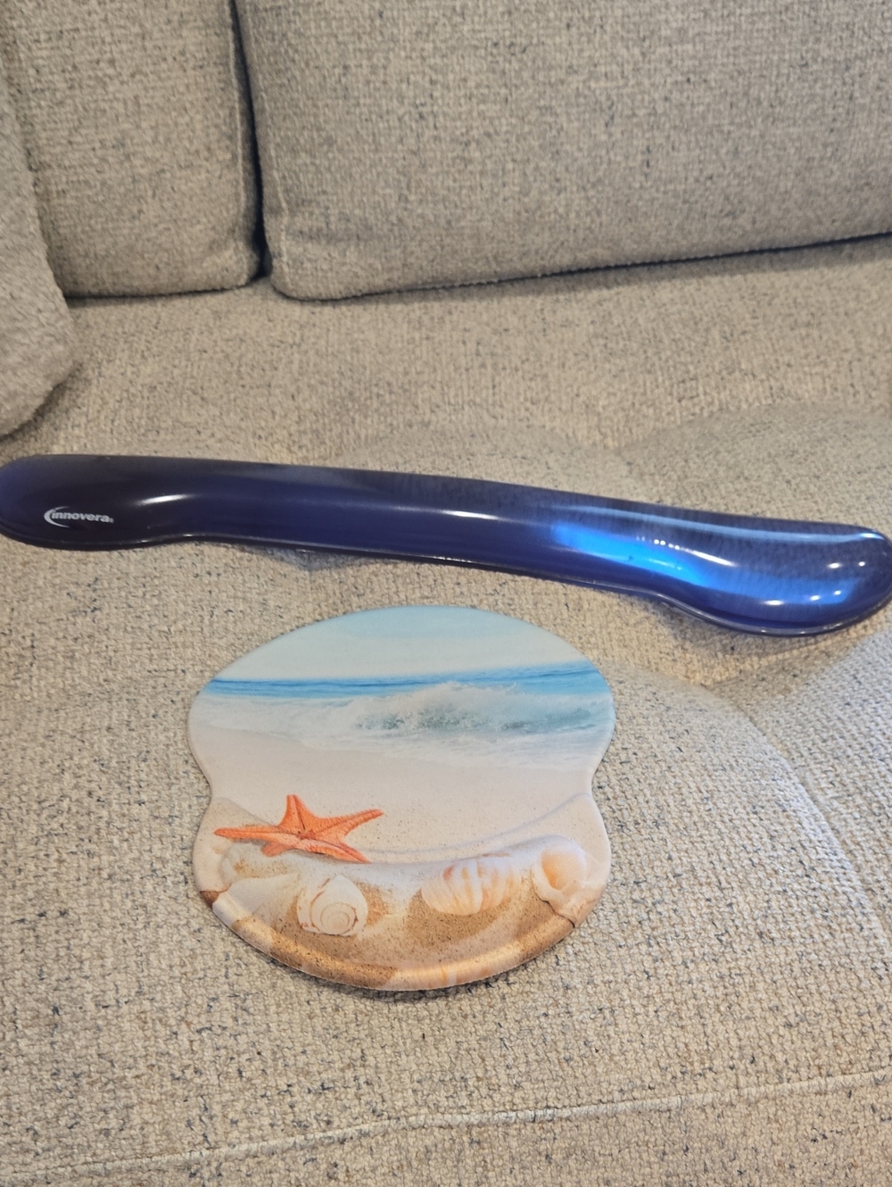 Blue Ergonomic Wrist Rest Mouse Pad & Beach Design Gel Wrist Support